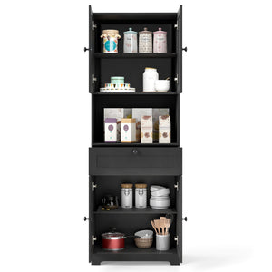 67.5 Inch Tall Modern Freestanding Floor Storage Cabinet with 4 Doors and 1 Drawer-Black view 4