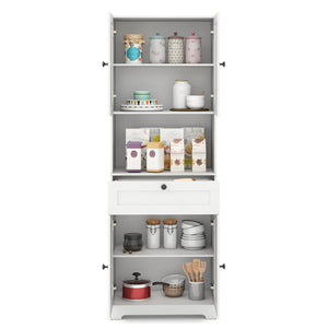 67.5 Inch Tall Modern Freestanding Floor Storage Cabinet with 4 Doors and 1 Drawer-White view 4