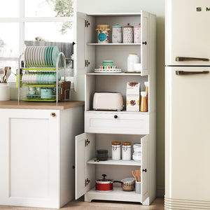 67.5 Inch Tall Modern Freestanding Floor Storage Cabinet with 4 Doors and 1 Drawer-White view 7