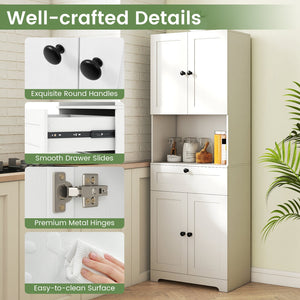 67.5 Inch Tall Modern Freestanding Floor Storage Cabinet with 4 Doors and 1 Drawer-White view 8