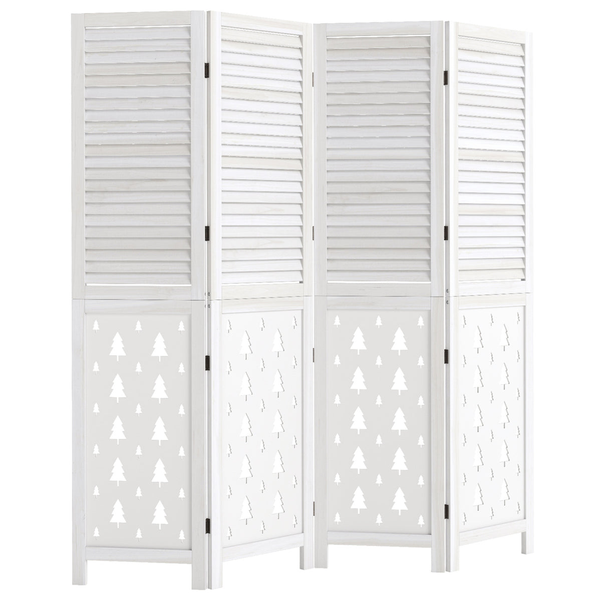 67 inches Tall Wood Room Divider Indoor Wooden Partition for Room Separation-4 Panels