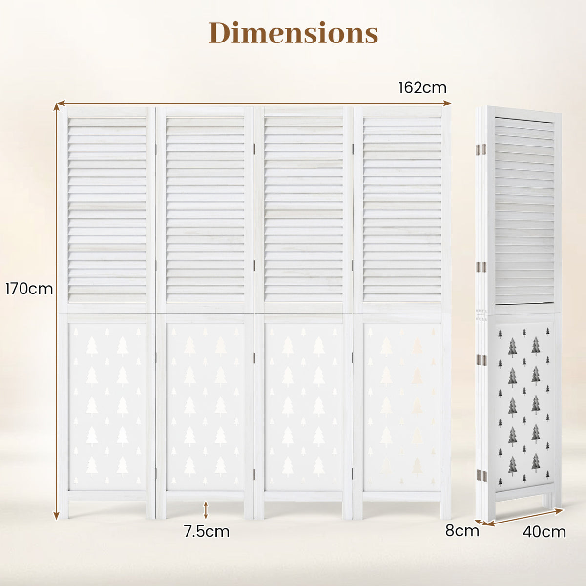 67 inches Tall Wood Room Divider Indoor Wooden Partition for Room Separation-4 Panels view 5