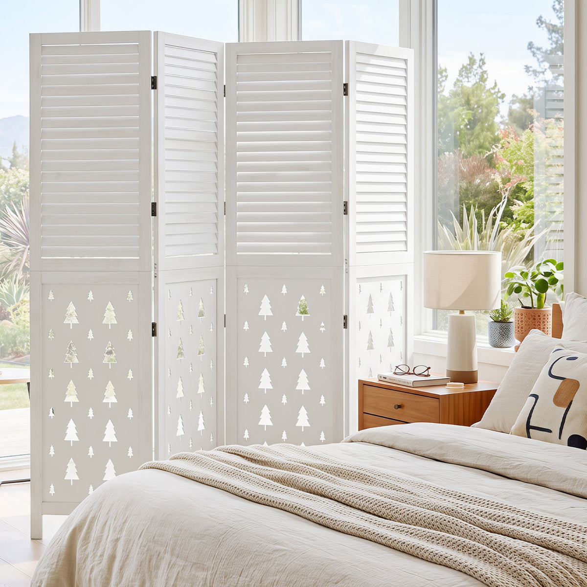 67 inches Tall Wood Room Divider Indoor Wooden Partition for Room Separation-4 Panels view 6