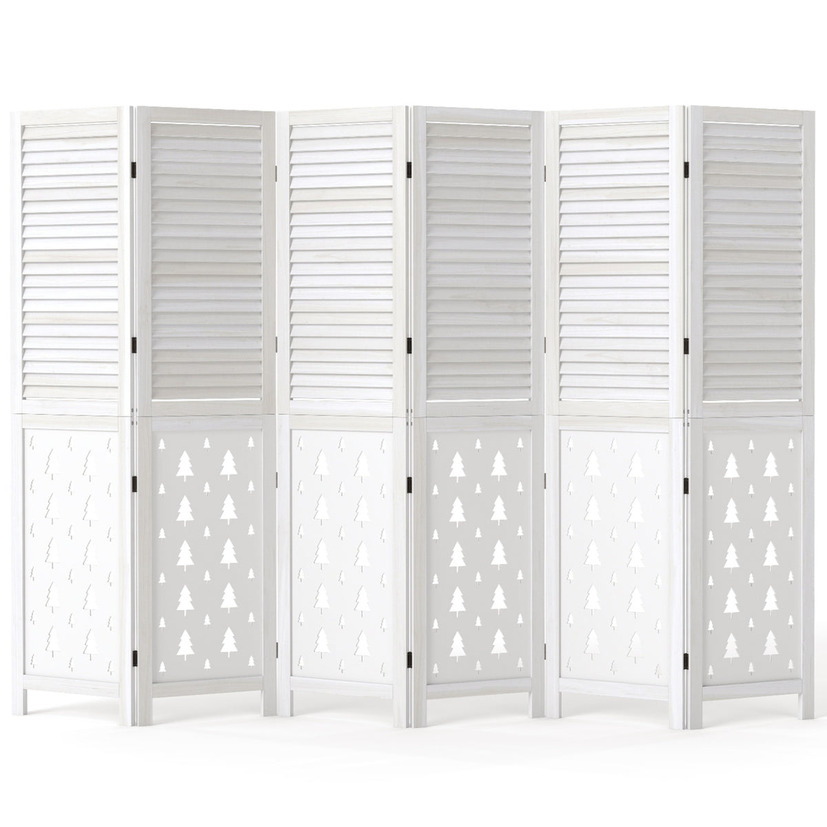 67 inches Tall Wood Room Divider Indoor Wooden Partition for Room Separation-6 Panels