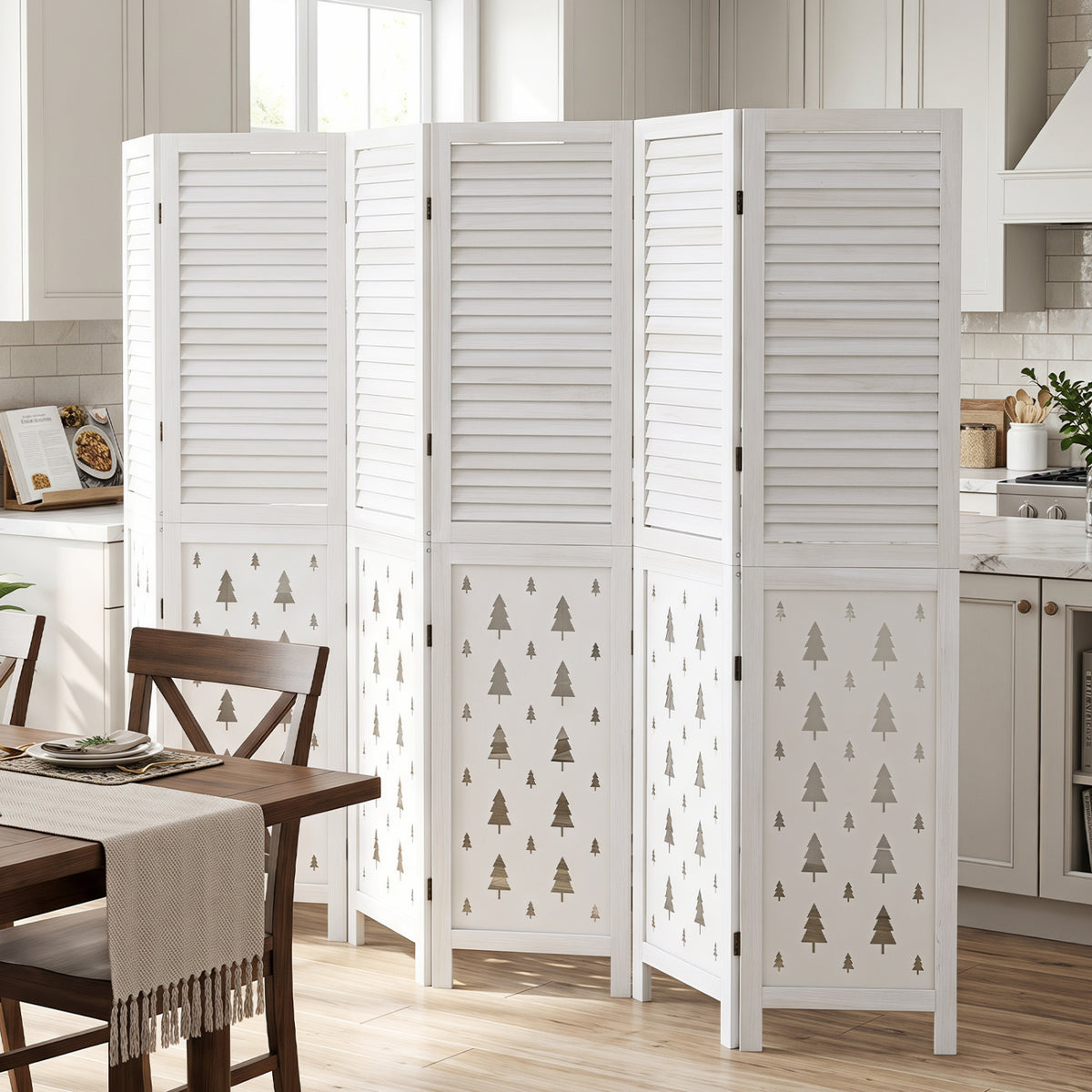67 inches Tall Wood Room Divider Indoor Wooden Partition for Room Separation-6 Panels view 3