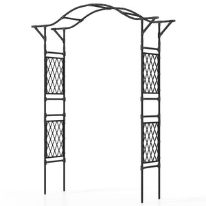 67 x 83 Inch Garden Arch Trellis Metal Pergola Arbor for Climbing Plants-Black view 4