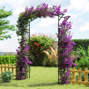 67 x 83 Inch Garden Arch Trellis Metal Pergola Arbor for Climbing Plants-Black view 6
