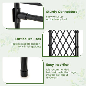 67 x 83 Inch Garden Arch Trellis Metal Pergola Arbor for Climbing Plants-Black view 9