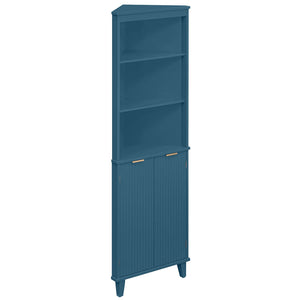 68 Inch Tall Bathroom Floor Storage Cabinet with Fluted Doors-Blue view 8