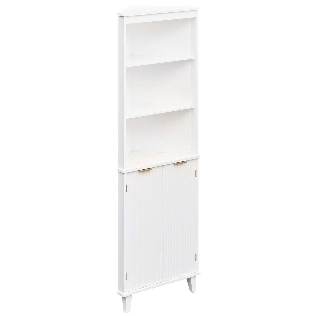 68 Inch Tall Bathroom Floor Storage Cabinet with Fluted Doors-White view 8