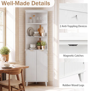 68 Inch Tall Bathroom Floor Storage Cabinet with Fluted Doors-White view 9