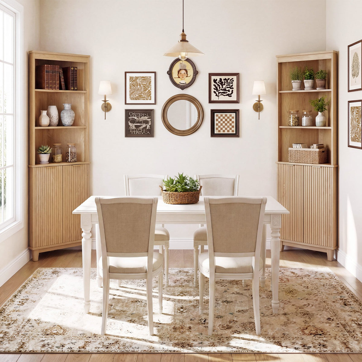68 Inch Tall Corner Cabinet with Fluted Doors for Bathroom-Oak view 7