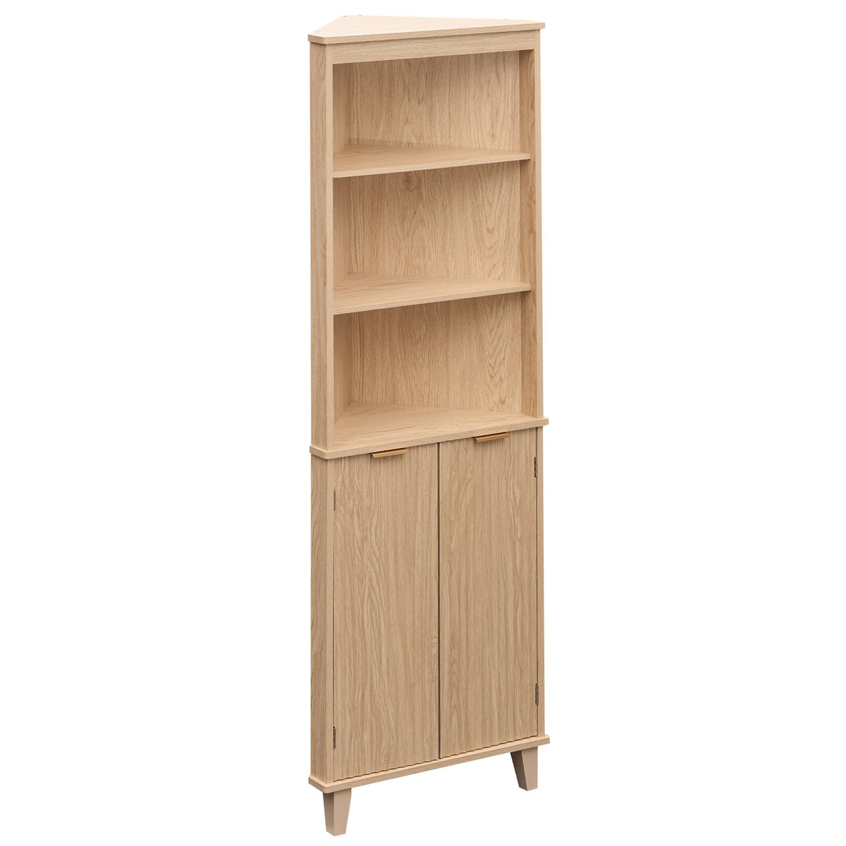68 Inch Tall Corner Cabinet with Fluted Doors for Bathroom-Oak view 8