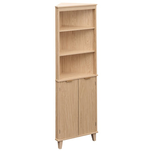 68 Inch Tall Corner Cabinet with Fluted Doors for Bathroom-Oak view 8