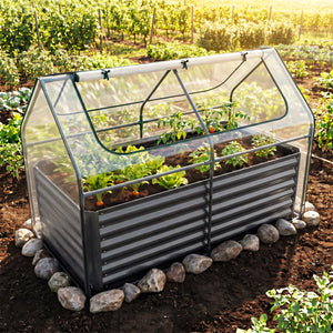 68 x 33 x 21 Inch Galvanized Raised Garden Bed with Cover-Black view 3