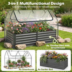 68 x 33 x 21 Inch Galvanized Raised Garden Bed with Cover-Black view 5