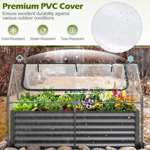 68 x 33 x 21 Inch Galvanized Raised Garden Bed with Cover-Black view 6