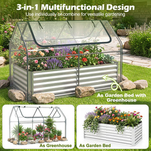68 x 33 x 21 Inch Galvanized Raised Garden Bed with Cover-Silver view 5
