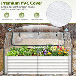 68 x 33 x 21 Inch Galvanized Raised Garden Bed with Cover-Silver view 6