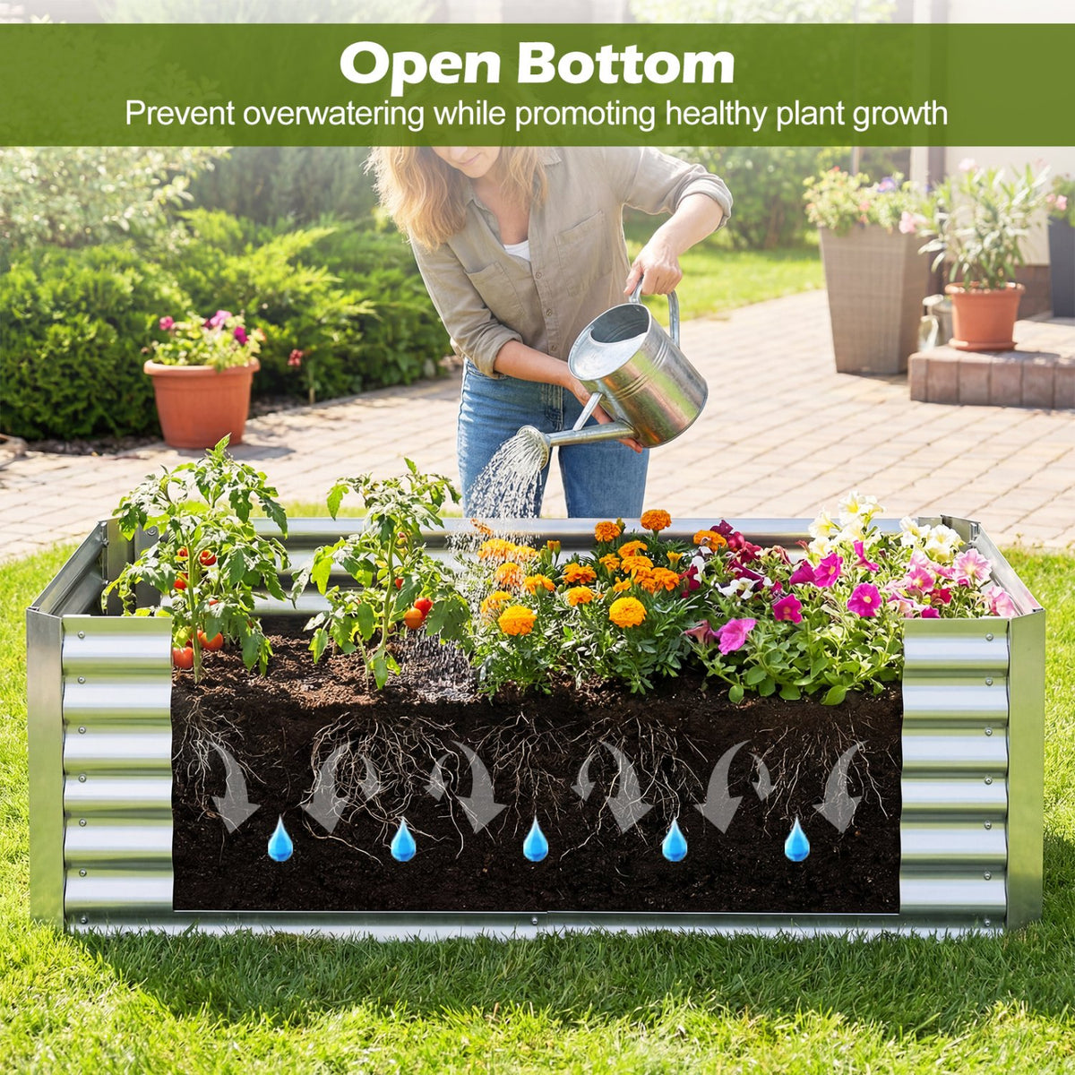 68 x 33 x 21 Inch Galvanized Raised Garden Bed with Cover-Silver view 8