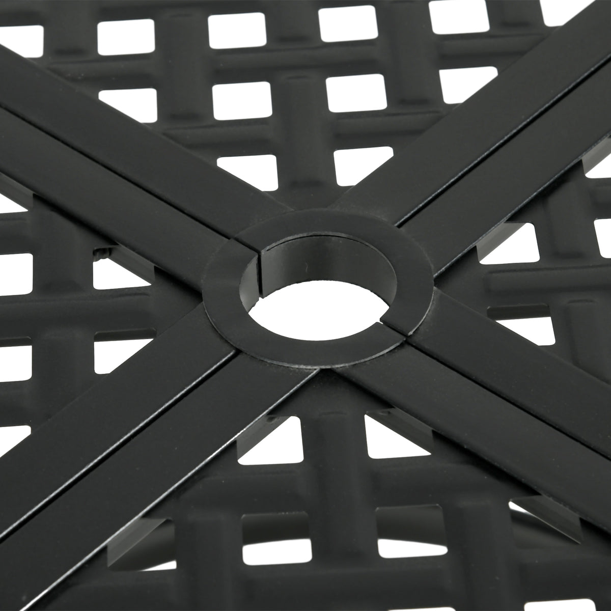 42" Round Outdoor Dining Table for 4 Persons, Metal Patio Dining Table with Umbrella Hole for Backyard, Lawn, Balcony