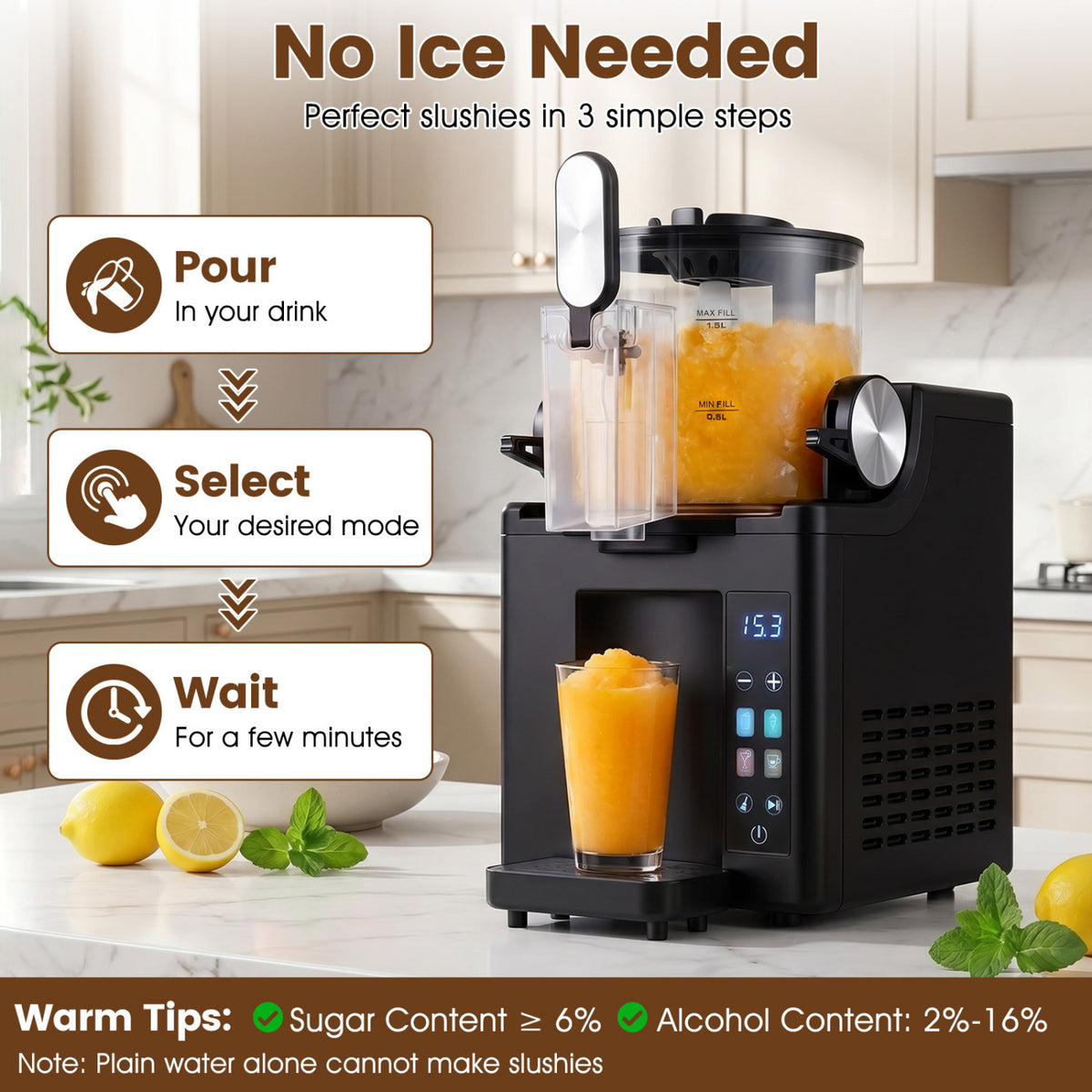 68 oz Frozen Drink Maker and Slushy Machine for Home-Black view 6