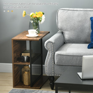 Coffee Table Set of 2, Industrial Nesting Tables, Square Coffee Table and Narrow Sofa Side Table for Living Room