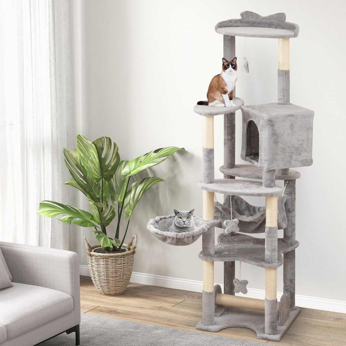 69 Inch Multi-level Cat Tree with Top Perch and Cozy Condo view 2