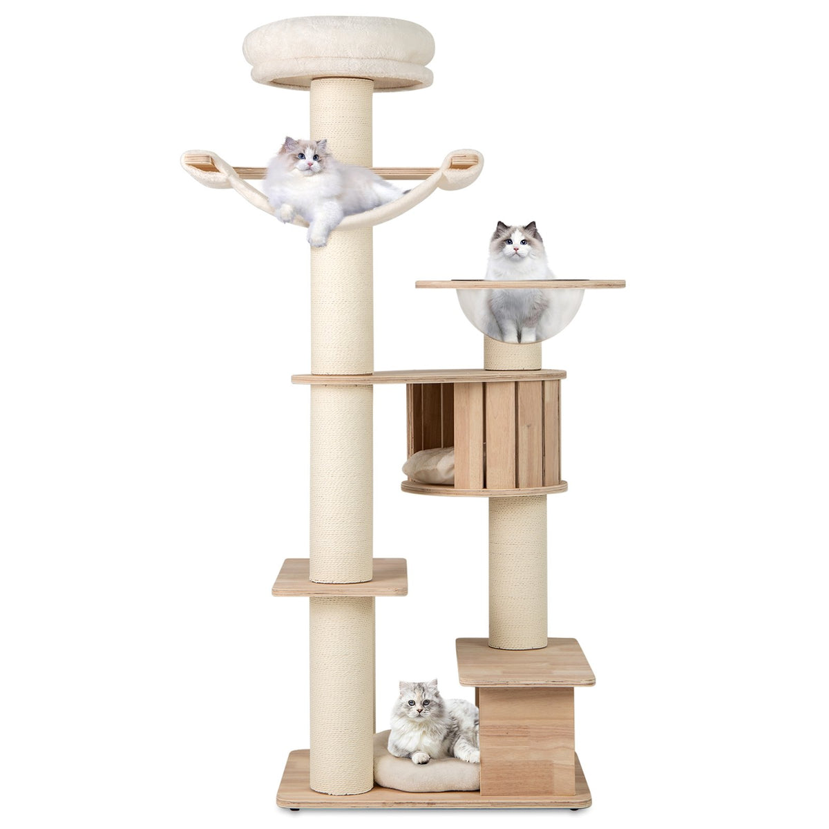 69 Inches Tall Cat Tree with Cozy Top Perch and Washable Plush Cushions view 4
