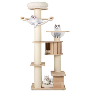 69 Inches Tall Cat Tree with Cozy Top Perch and Washable Plush Cushions view 4