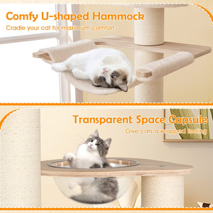 69 Inches Tall Cat Tree with Cozy Top Perch and Washable Plush Cushions view 8
