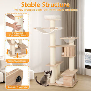 69 Inches Tall Cat Tree with Cozy Top Perch and Washable Plush Cushions view 9