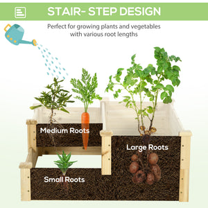 3 Tier Raised Garden Bed, 42.5" x 34.6" x 14.2" Wooden Raised Planter Box Kit for Growing Vegetables, Herbs, Flowers, Natural
