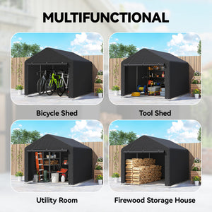 6.6' x 7.8' Portable Shed, Waterproof Bike Tent with Roll-up Zipper Door and Reinforced Galvanised Steel – view 5