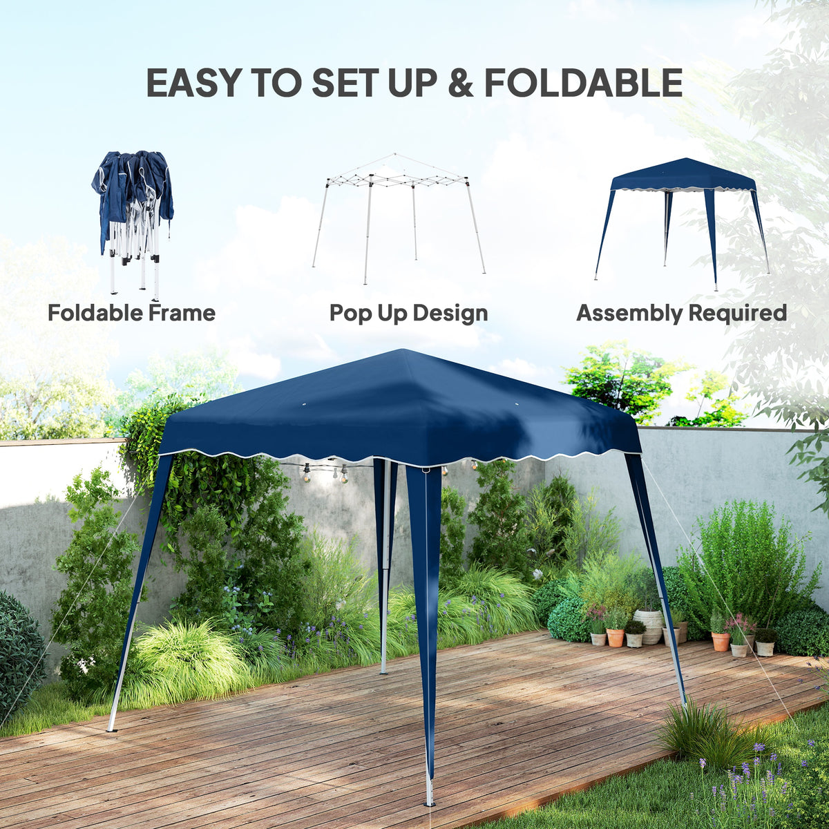 8' x 8' Pop Up Canopy, Outdoor Foldable Tent, Portable Canopy Tent with Carrying Bag for Camping, Party – view 3