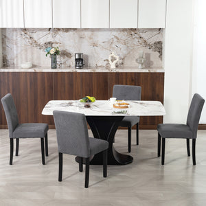 Modern Dining Chairs Set of 4, Kitchen Chairs with Rubberwood Legs and Padded Seat, Beige – view 20