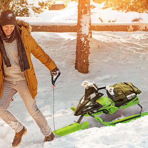 Kids Snow Racer Sleds with Padded Rubber Seat, Green