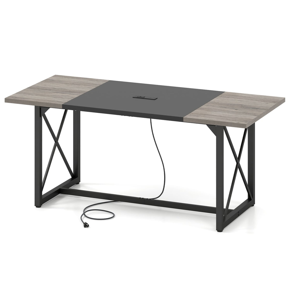 6FT Conference Table with Power Outlets Seats 6-8 People for Office-Natural view 4
