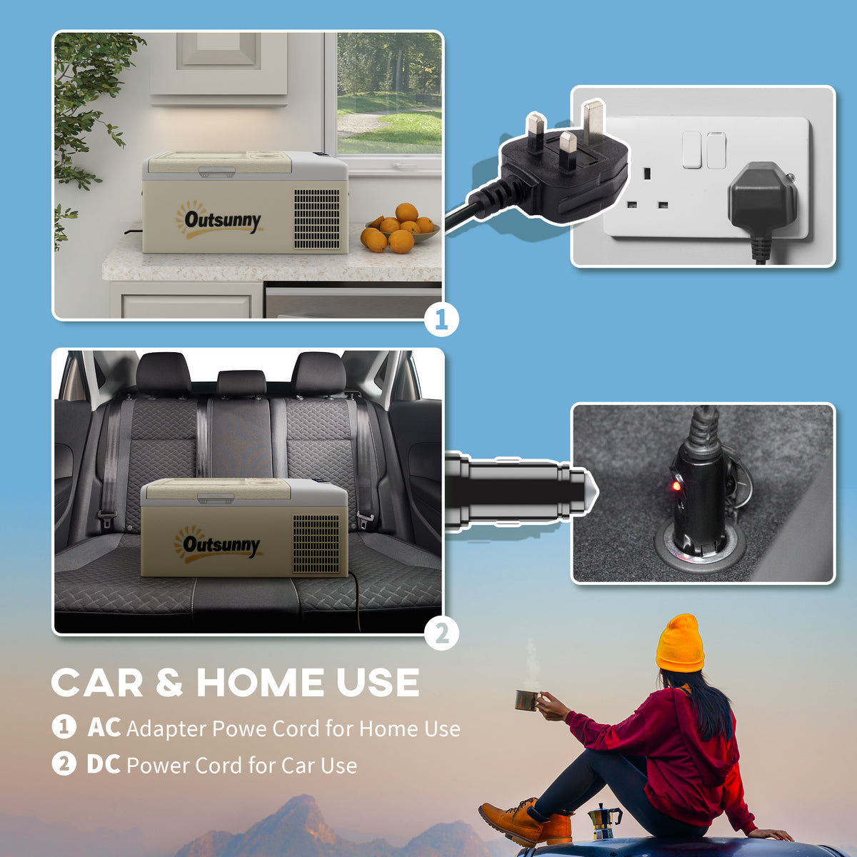 12 Volt Car Refrigerator, 17QT Car Fridge Electric Cooler, 12/24V DC and 100-240V AC, -4℉-50℉, Portable Refrigerator
