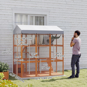 81"H Catio Outdoor with Floor to Prevent Escaping & Easy Cleaning, for 2-4 Cats Kittens, Grey – view 9