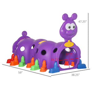 Qaba Caterpillar Design Tunnel for Kids to Crawl Through, for 3-6 Years, Multicolour