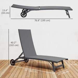 Outdoor Lounge Chair Set of 2, Tanning Chair with Wheels, Breathable Mesh for Patio, Backyard, Poolside – view 2