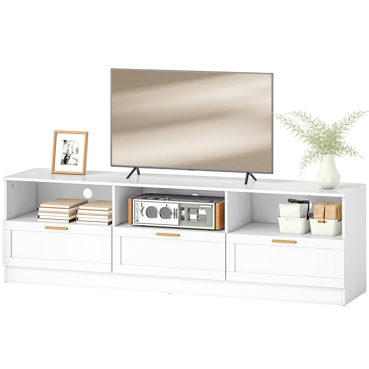 TV Stand with Storage, Modern Entertainment Center with 3 Cabinets and 3 Open Shelves, for TVs up to 85" – view 8