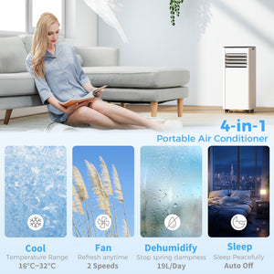 8000 BTU Portable Air Conditioner, AC Unit with Dehumidifier, Fan, WiFi Voice Remote Control, for Room up to 344 Sq. ft