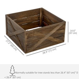 24" Farmhouse Christmas Tree Base Cover Wooden Christmas Tree Collar Box Home Decoration Dark Distressed Wood Finish