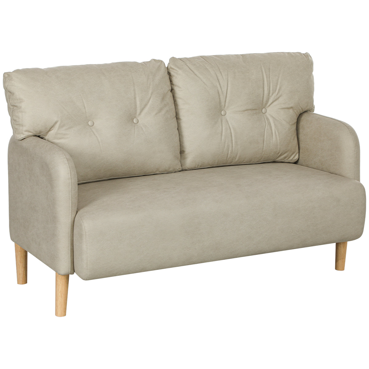 58" 2 Seat Sofa, Modern Love Seats Furniture, Upholstered 2 Seater Couch, Solid Wood Frame, Beige