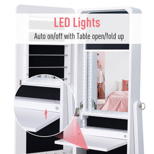 Freestanding Mirror Jewelry Cabinet Armoire, LED Lighted Jewelry Organizer with Stand, Angle Adjustable – view 4