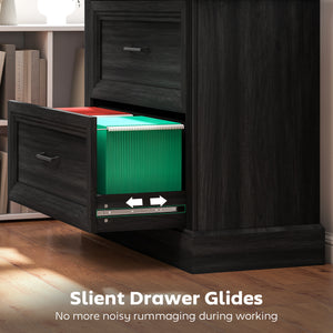 Lateral Filing Cabinet, Farmhouse File Cabinet with 2 Silent Drawers for Letter/A4/Legal Size Files, Black – view 5