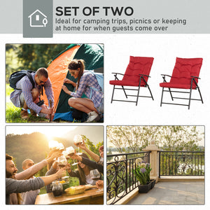 Set of 2 Outdoor Folding Chairs with Adjustable Backrest, Padded Camping Chairs for Outdoor Events, Grey – view 10