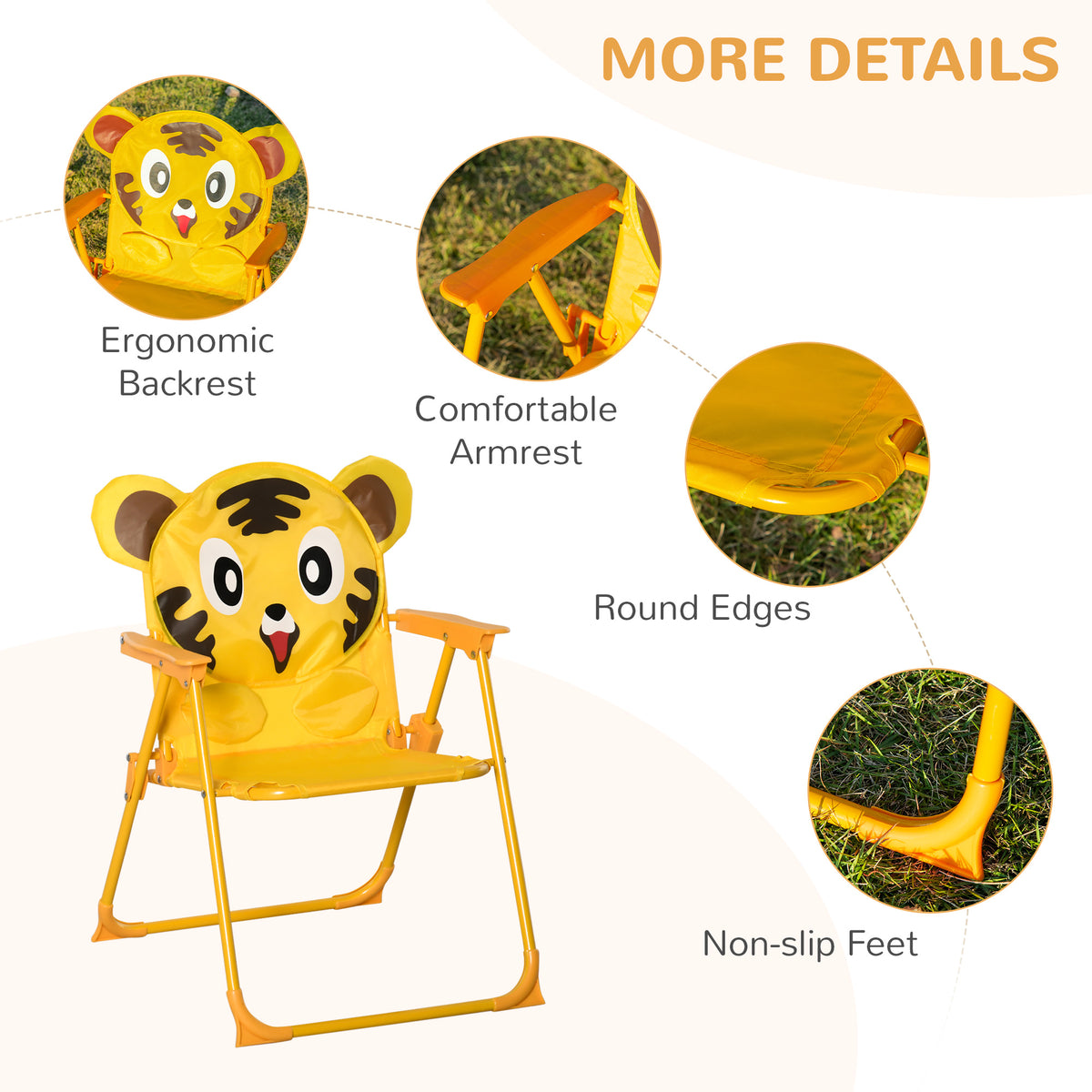 Kids Folding Picnic Table and Chair Set Pattern Outdoor Garden Patio Backyard with Removable & Height – view 13
